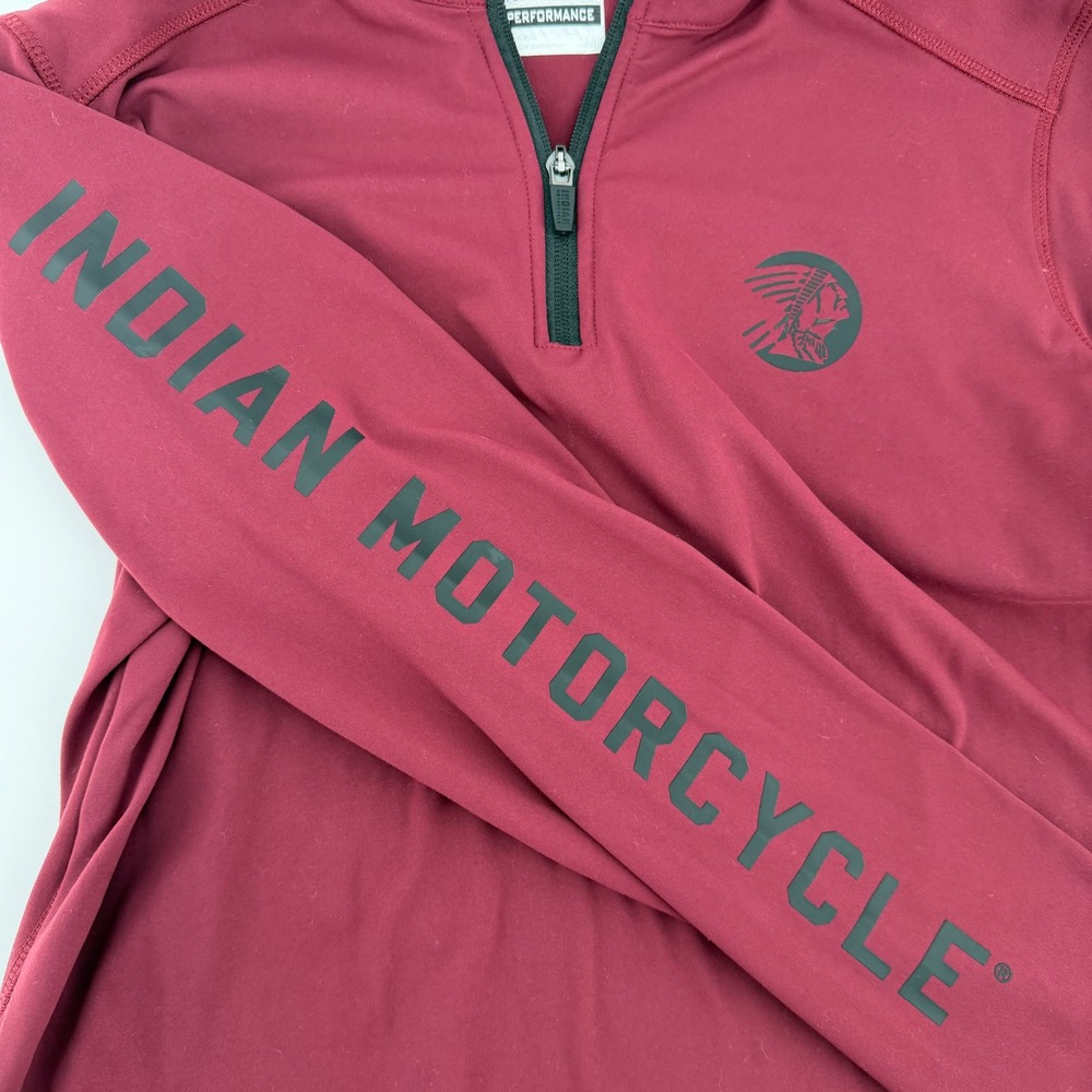 Indian Motorcycle Performance 1/4 Zip Pullover Womens Medium Burgundy